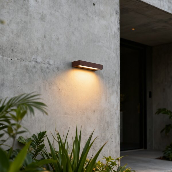 Nowoczesny kinkiet rdzawobrązowy 22 cm z LED IP65 – Hannah