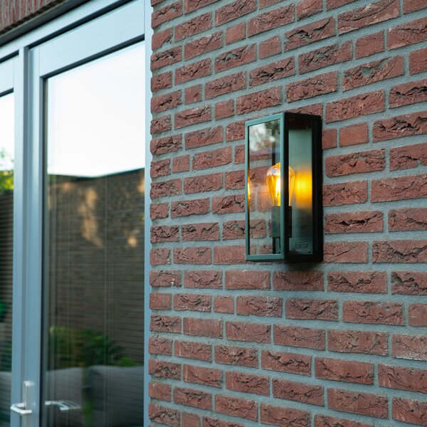 Industrialna lampa ścienna zewnętrzna ciemnozielona ze szkłem IP44 - Rotterdam