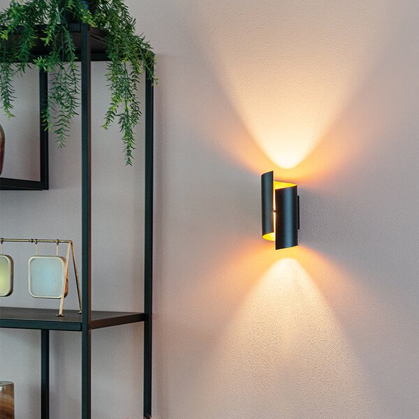 Inteligentna lampa ścienna czarna ze złotym wnętrzem, w tym Wifi G9 - Faldo