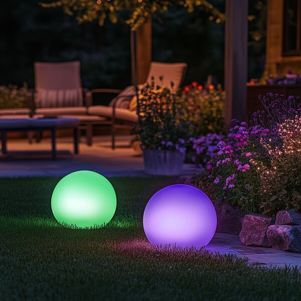 Lampa ogrodowa biała 30 cm z wbudowanym LED IP44 Solar RGBW - Ludger