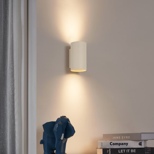 Nowoczesna lampa ścienna beżowa GU10 50 mm okrągła 2-punktowa - Sandy