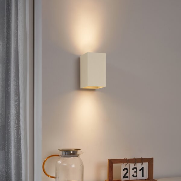 Nowoczesna lampa ścienna beżowa GU10 50 mm kwadratowa 2-punktowa - Sandy