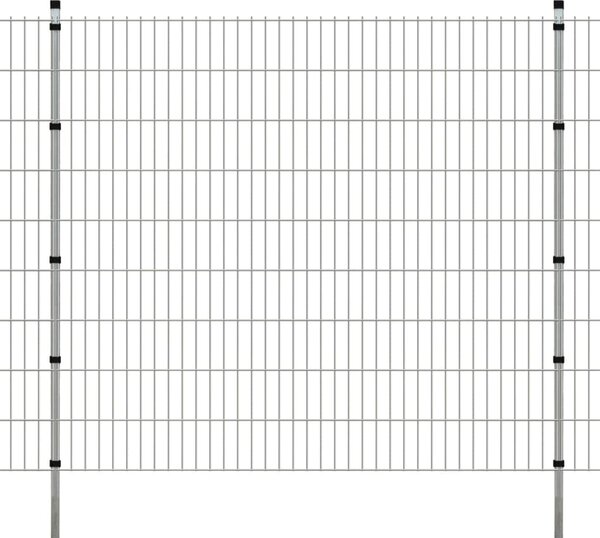 2D Panele i słupki ogrodzeniowe 2008x2230 mm 8 m srebrne
