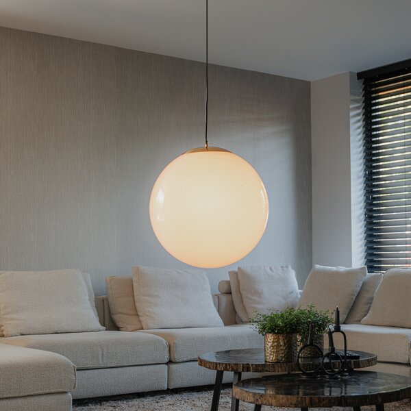 Inteligentna skandynawska lampa wisząca złota z opalowym szkłem 50 cm z WiFi A60 - Ball 50