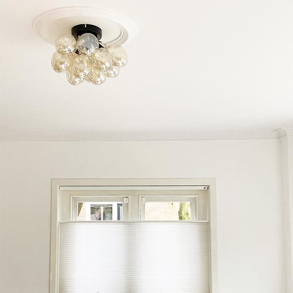 Inteligentna lampa sufitowa czarna z bursztynowym szkłem 3-źródła światła z Zigbee G9 - Uvas