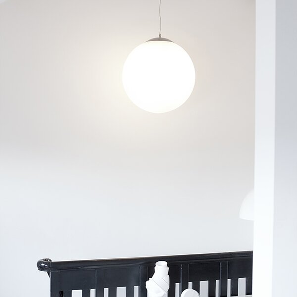 Inteligentna skandynawska lampa wisząca srebrna z opalowym szkłem 50 cm z WiFi A60 - Ball 50