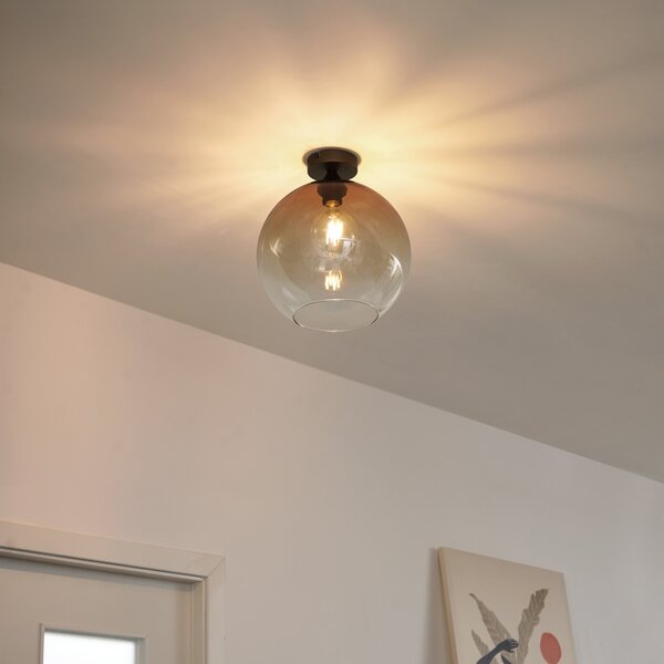 Lampa sufitowa Art Deco ciemny brąz z brązowym szkłem - Sandra