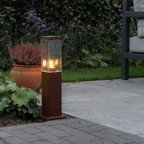 Nowoczesna lampa ogrodowa stojąca brązowa rdza 45 cm - Malios