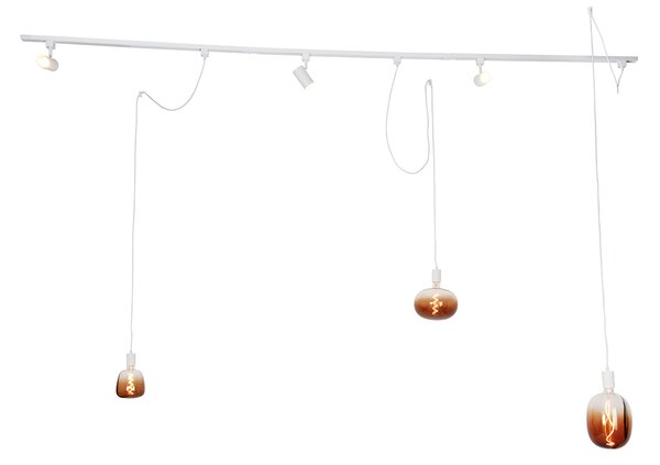 1-fazowy system szynowy z 3 reflektorami i lampami wiszącymi w kolorze białym - Cavalux Jeana
