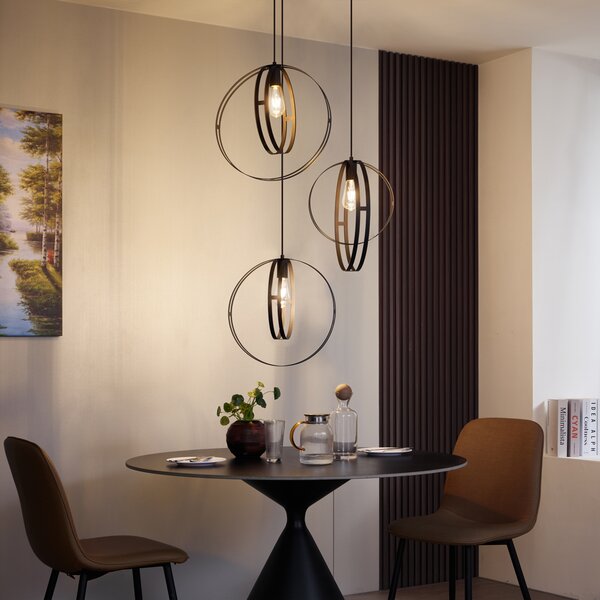 Lampa Wisząca Design Czarna Okrągła 3-Światła - Indu