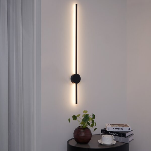 Nowoczesny kinkiet czarny 100 cm z LED - Clockwise