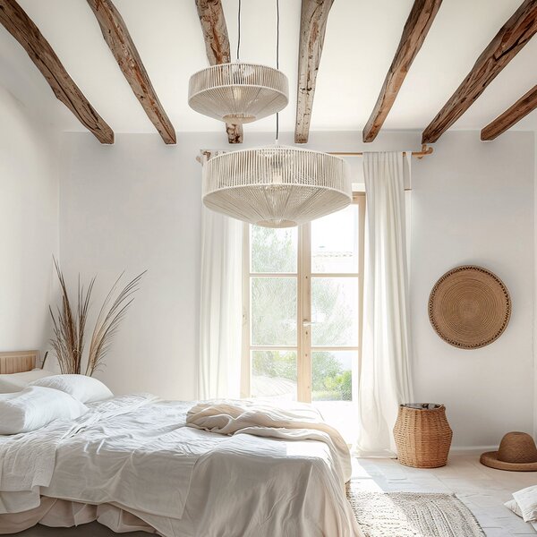 Lampa wisząca Japandi brązowy sznur 61 cm - Svea