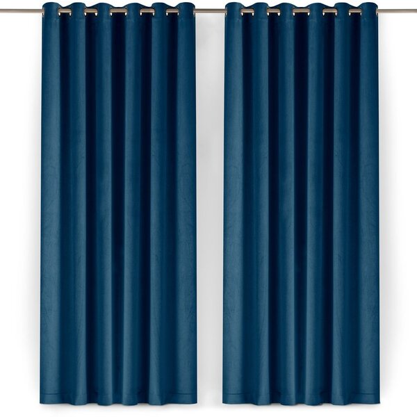 Niebieska aksamitna zasłona częściowo zaciemniająca (dimout) 140x270 cm Velto – Filumi