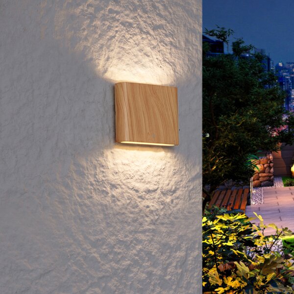 Skandynawski kinkiet zewnętrzny z nadrukiem drewna 11,5 cm z LED IP65 - Batt