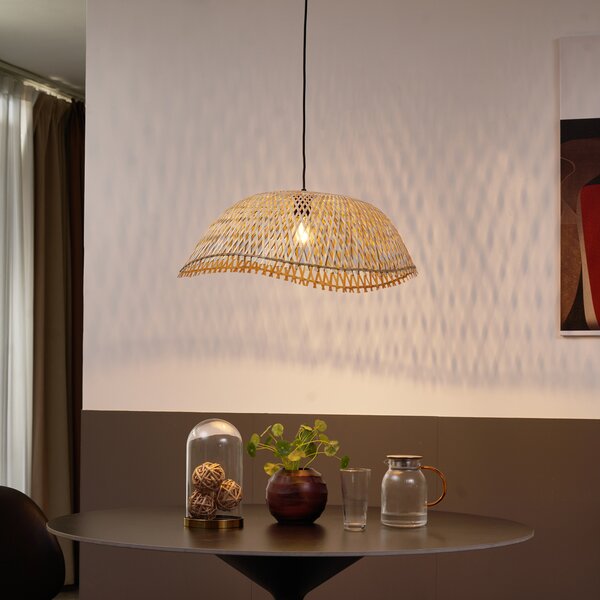 Boho lampa wisząca czarna z bambusem - Lily
