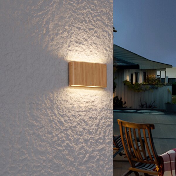 Skandynawski kinkiet zewnętrzny z nadrukiem drewna 17,5 cm z LED IP65 - Batt