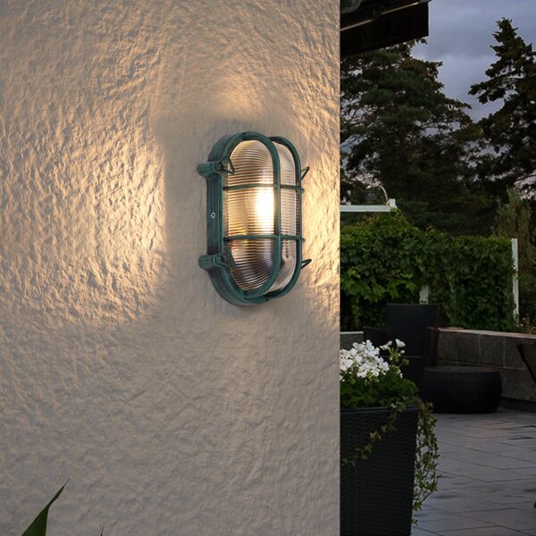 Zewnętrzna lampa ścienna zielona owalna IP44 - Noutica