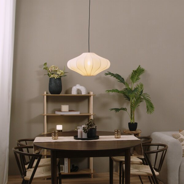 Lampa wisząca Japandi beżowa z materiałowym abażurem 50 cm - Plu