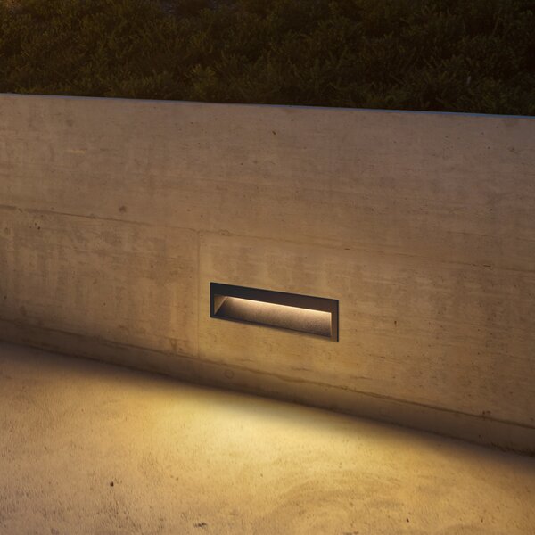 Nowoczesna lampa ścienna wpuszczana czarna 28 cm z LED IP65 - Mert