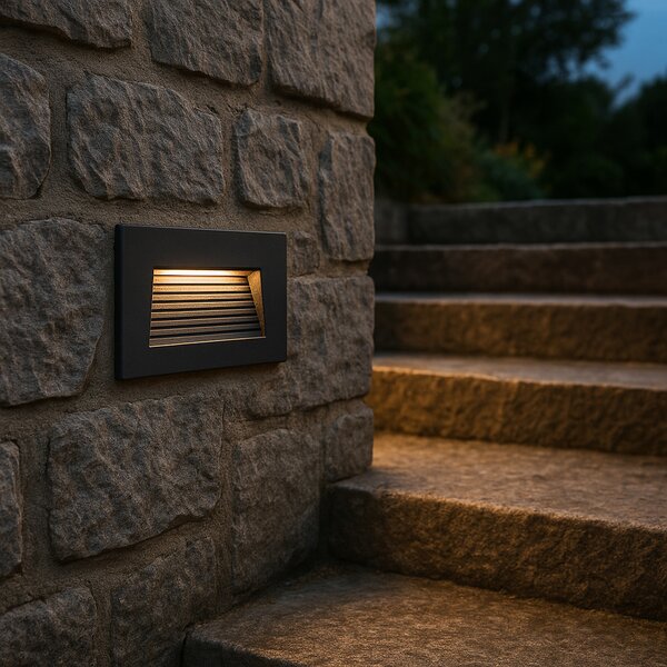 Nowoczesna Lampa Ścienna Wpuszczana Czarna 11.5cm z LED IP65 - Trem