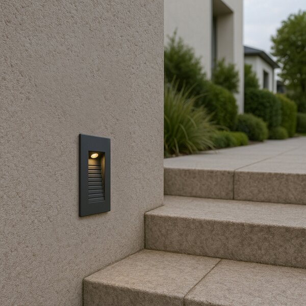 Nowoczesna Wpuszczana Lampa Ścienna Czarna 7cm z LED IP65 - Trem