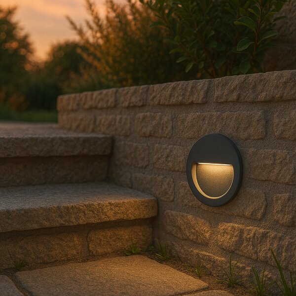 Nowoczesna lampa ścienna wpuszczana czarna z LED IP65 - Gem