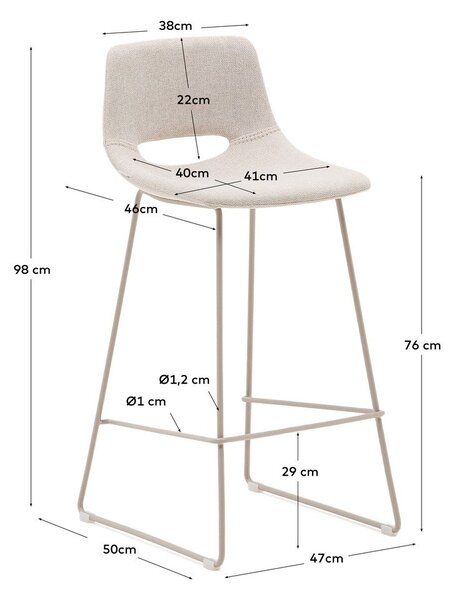Beżowy hoker (wysokość siedziska 76 cm) Zahara – Kave Home