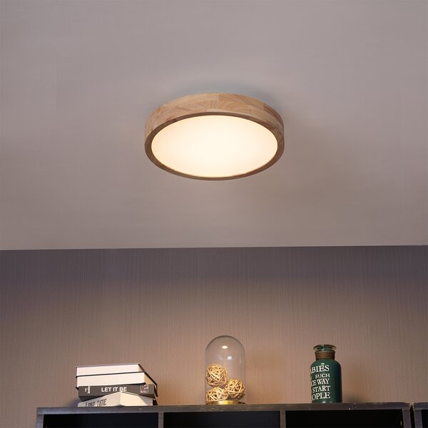 Skandynawska lampa sufitowa drewniana 40 cm z LED z możliwością ściemniania - Pecker