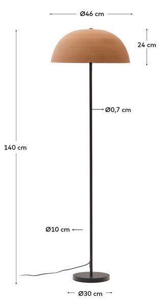 Lampa stojąca w kolorze terakoty z metalowym kloszem (wysokość 140 cm) Nibla – Kave Home