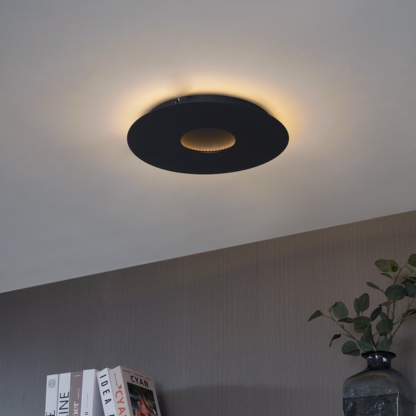 Nowoczesna lampa sufitowa czarna 40 cm z wbudowaną diodą LED z 3-stopniową regulacją ściemniania - Morning