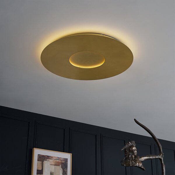 Nowoczesna lampa sufitowa złota 60 cm z wbudowaną diodą LED z 3-stopniową regulacją ściemniania - Morning