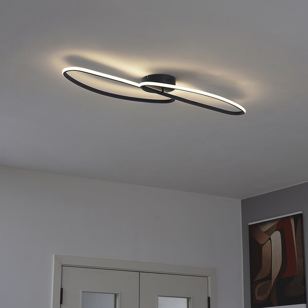 Designerska lampa sufitowa czarna 100 cm z LED z 3-stopniową regulacją ściemniania 2-źródła światła - Pepe