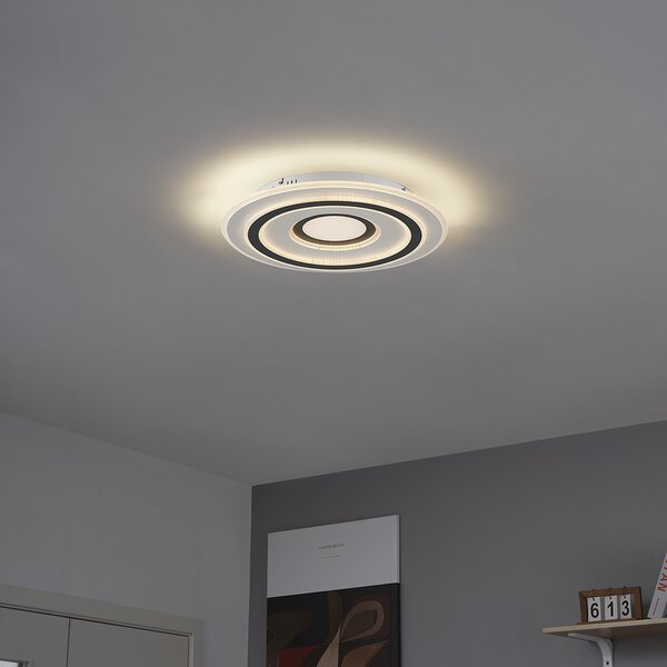Designerska lampa sufitowa biała z ciemnoszarymi okrągłymi elementami z LED z możliwością ściemniania - Taylor