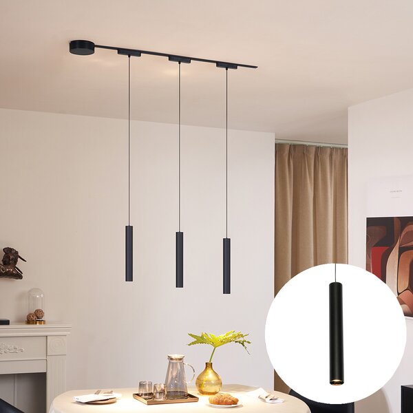 Nowoczesny system oświetlenia szynowego z 3 czarnymi lampami wiszącymi 1-fazowymi - Magnetic Cassie