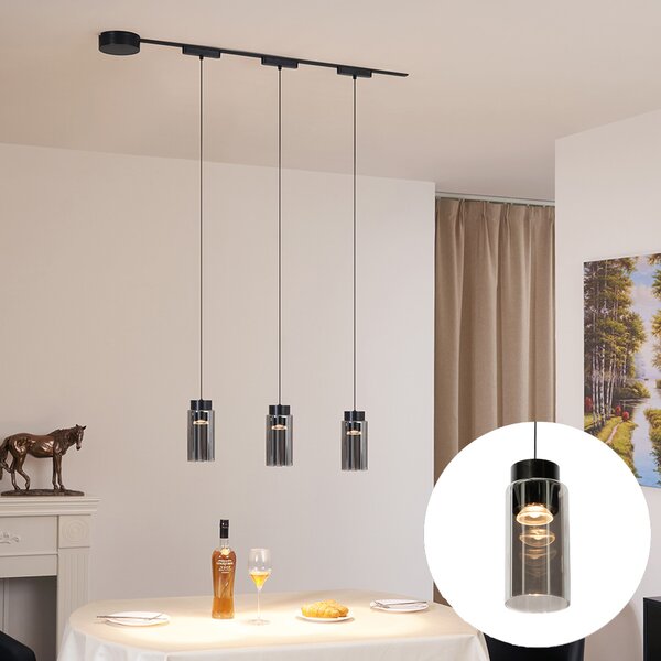 Nowoczesny system oświetlenia szynowego z 3 czarnymi lampami wiszącymi 1-fazowymi - Magnetic Vance