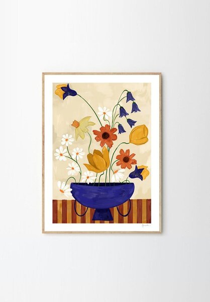 Plakat 30x40 cm Colourful Bunch in Blue Vase – Frankie Penwill – The Poster Club