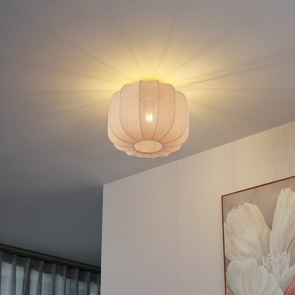 Lampa sufitowa Japandi złota z beżowym kloszem - Pluni