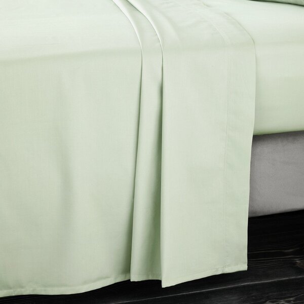 Jasnozielone prześcieradło z satyny bawełnianej 230x260 cm Cotton Sateen – Bianca