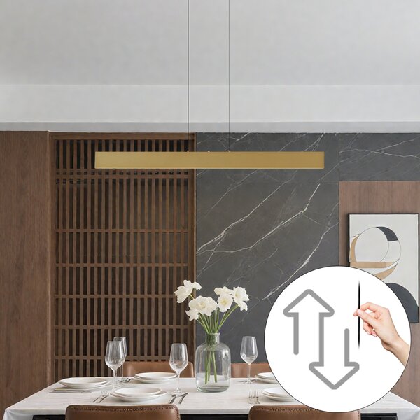 Nowoczesna lampa wisząca mosiężna z diodą LED z 3-stopniową regulacją ściemniania Easylift - Straight