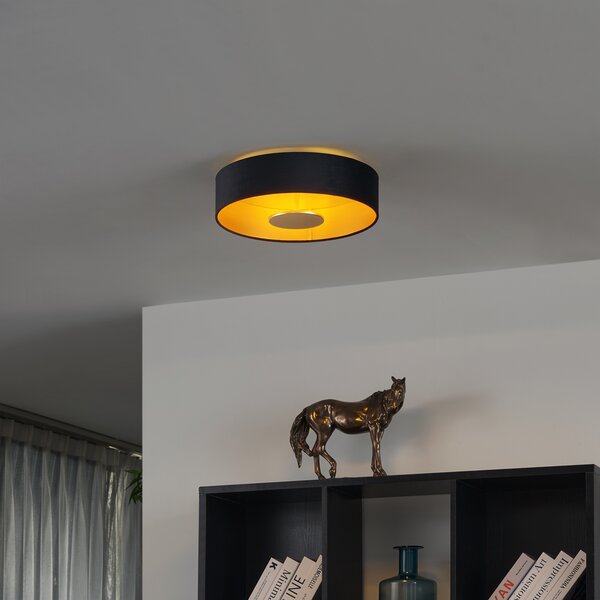 Nowoczesna lampa sufitowa czarny aksamit z LED z 3-stopniowym ściemnianiem - Bredow