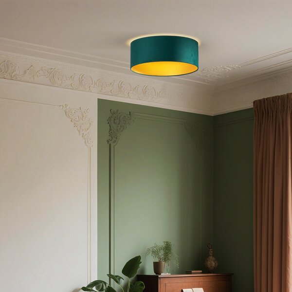 Nowoczesna lampa sufitowa zielony aksamit 40 cm z LED z 3-stopniową regulacją ściemniania - Sue