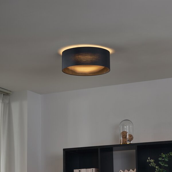 Nowoczesna lampa sufitowa czarna transparentna 40 cm z LED z 3-stopniową regulacją ściemniania - Sue