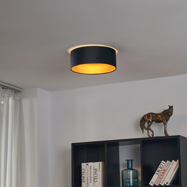 Nowoczesna lampa sufitowa czarny aksamit 40 cm z LED z 3-stopniowym ściemnianiem - Sue