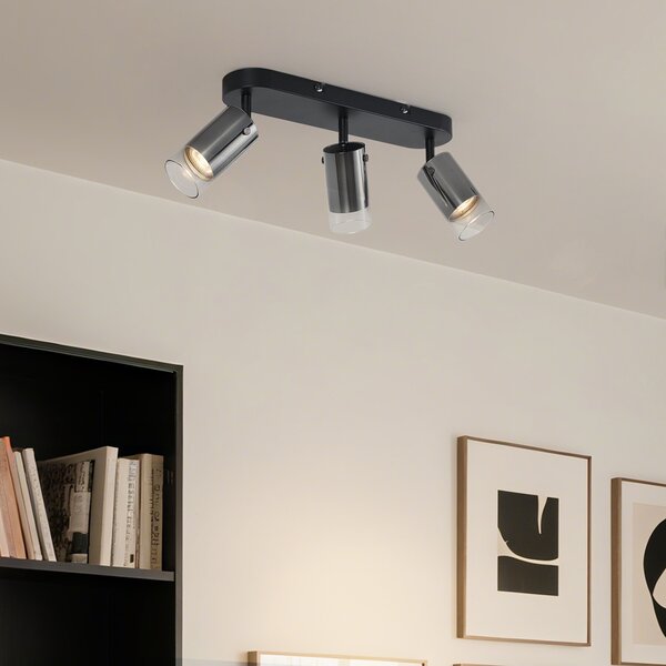 Nowoczesny reflektor sufitowy Gunmetal 3-punktowy obrotowy i regulowany - Drain