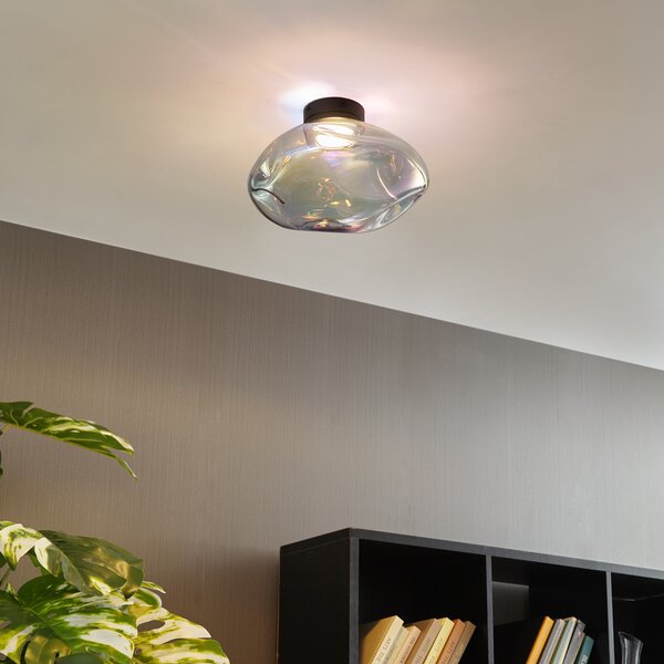 Designerska lampa sufitowa czarna z tęczowym szkłem - Gemma