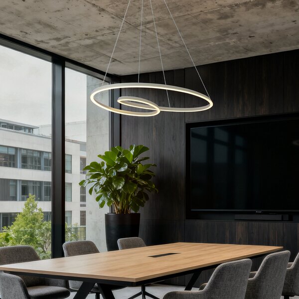 Skandynawska lampa wisząca beżowa 110 cm z LED z 3-stopniową regulacją ściemniania - Circuit