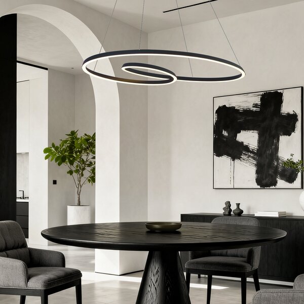 Skandynawska lampa wisząca czarna 110 cm z LED z 3-stopniową regulacją ściemniania - Circuit