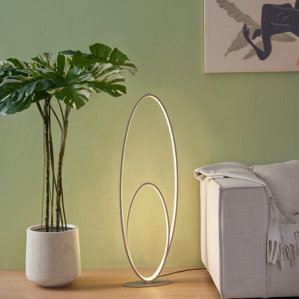 Designerska lampa podłogowa beżowa z wbudowaną diodą LED z 3-stopniową regulacją - Boomerang
