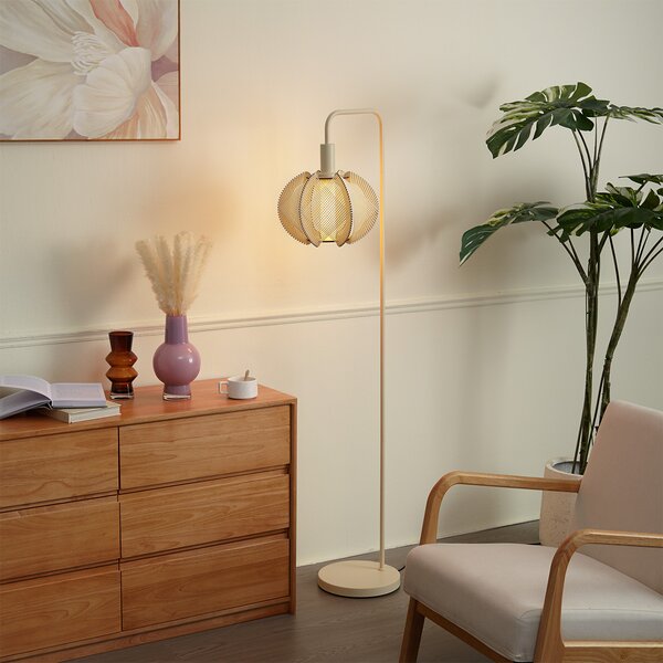 Lampa podłogowa Japandi beżowa z abażurem - Gertie