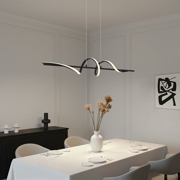 Designerska lampa wisząca czarna 110 cm z wbudowanymi diodami LED z 3-stopniową regulacją ściemniania - Wokkel